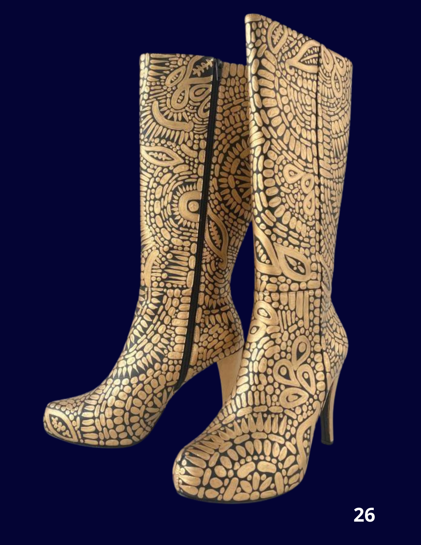 BOTAS DORADAS PINTADAS A MANO