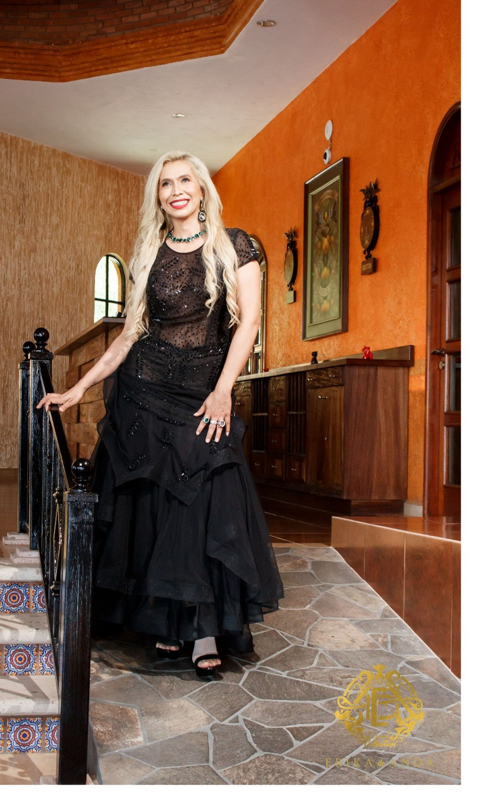 VESTIDO TRASPARENTE FALDA NEGRA