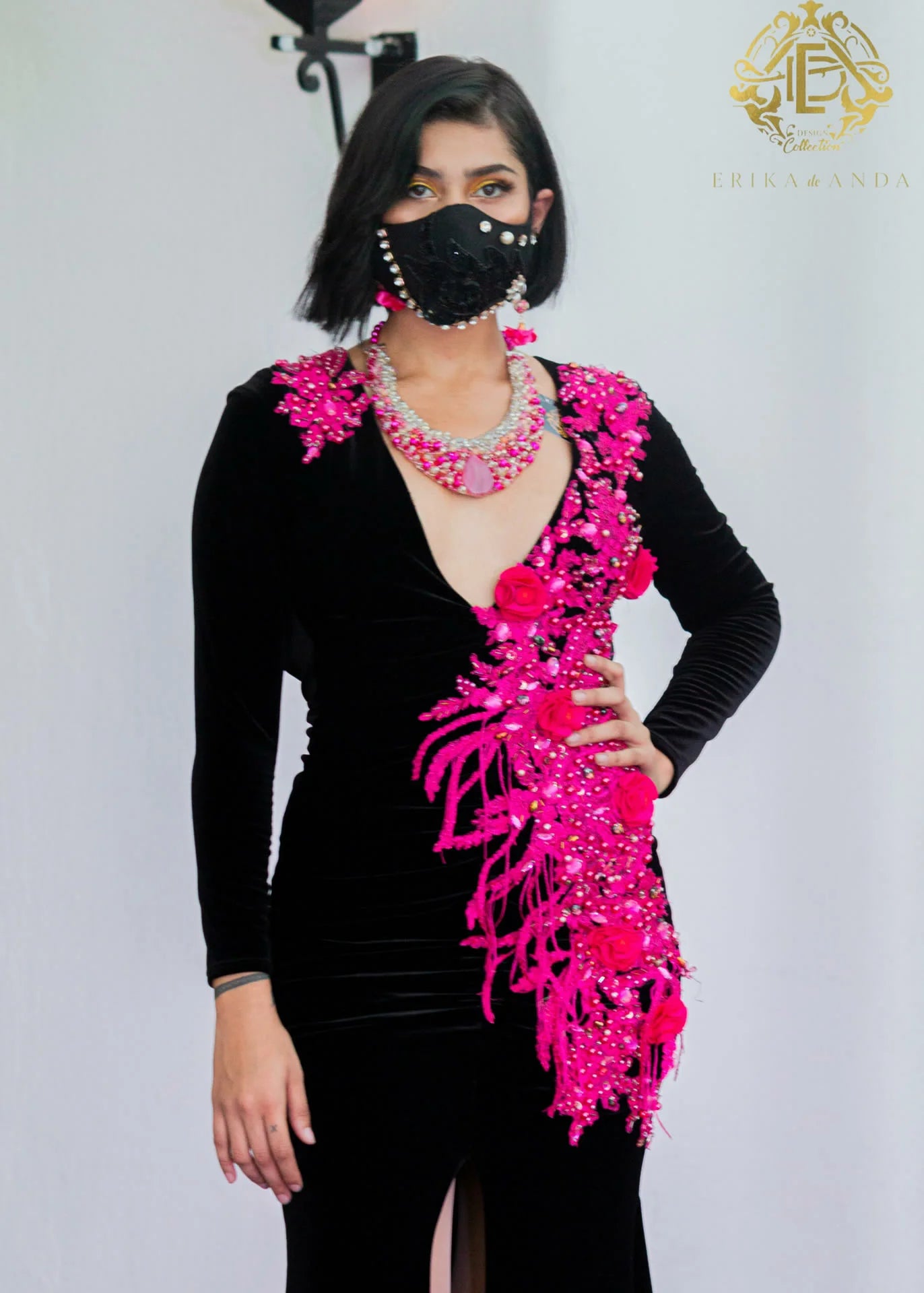 VESTIDO TERCIOPELO CON FLORES