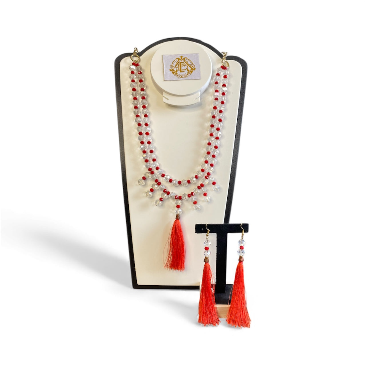 COLLAR DE CHAQUIRON ROJO CON MOTA DE HILO