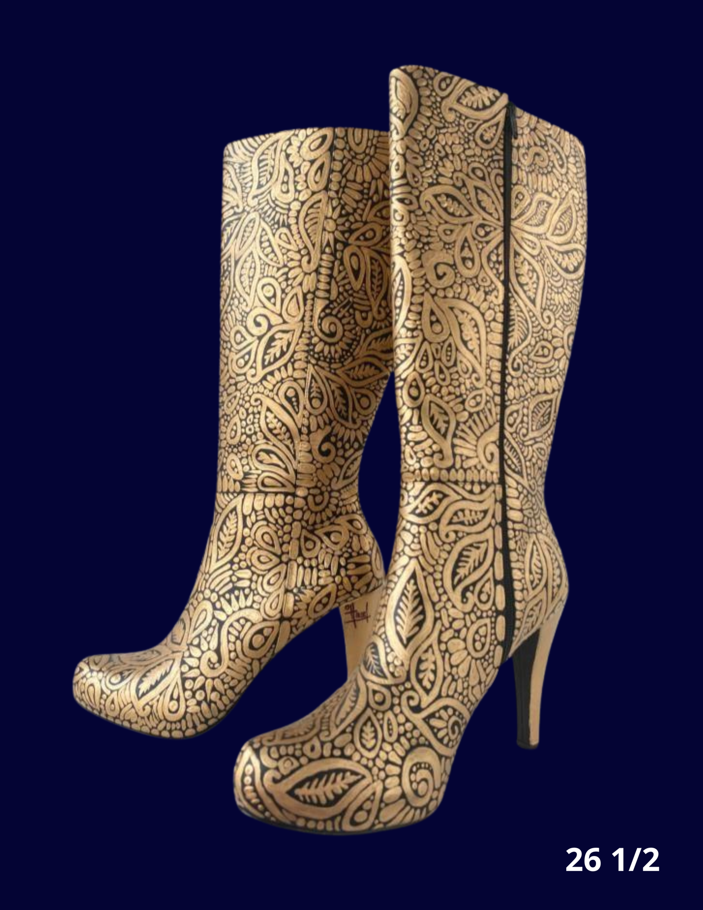 BOTAS DORADAS PINTADAS A MANO