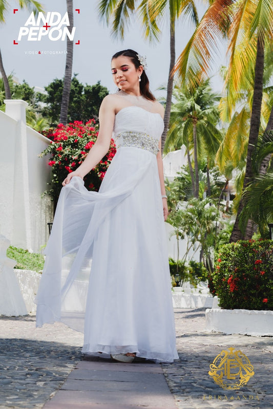 VESTIDO BLANCO PIEDRERÍA