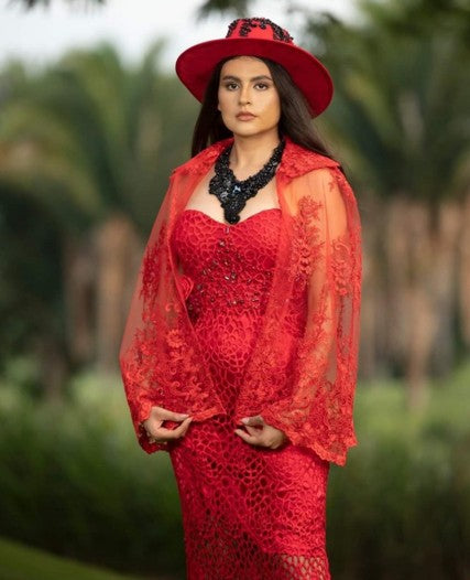 VESTIDO LARGO ESTRAPLE ENCAJE