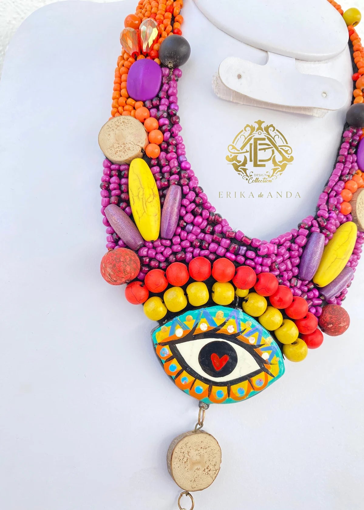 COLLAR DE OJO PORCELANA CORAZÓN CON ARETES