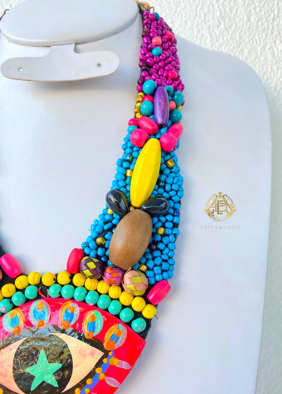 COLLAR DE OJO PORCELANA CON ARETES