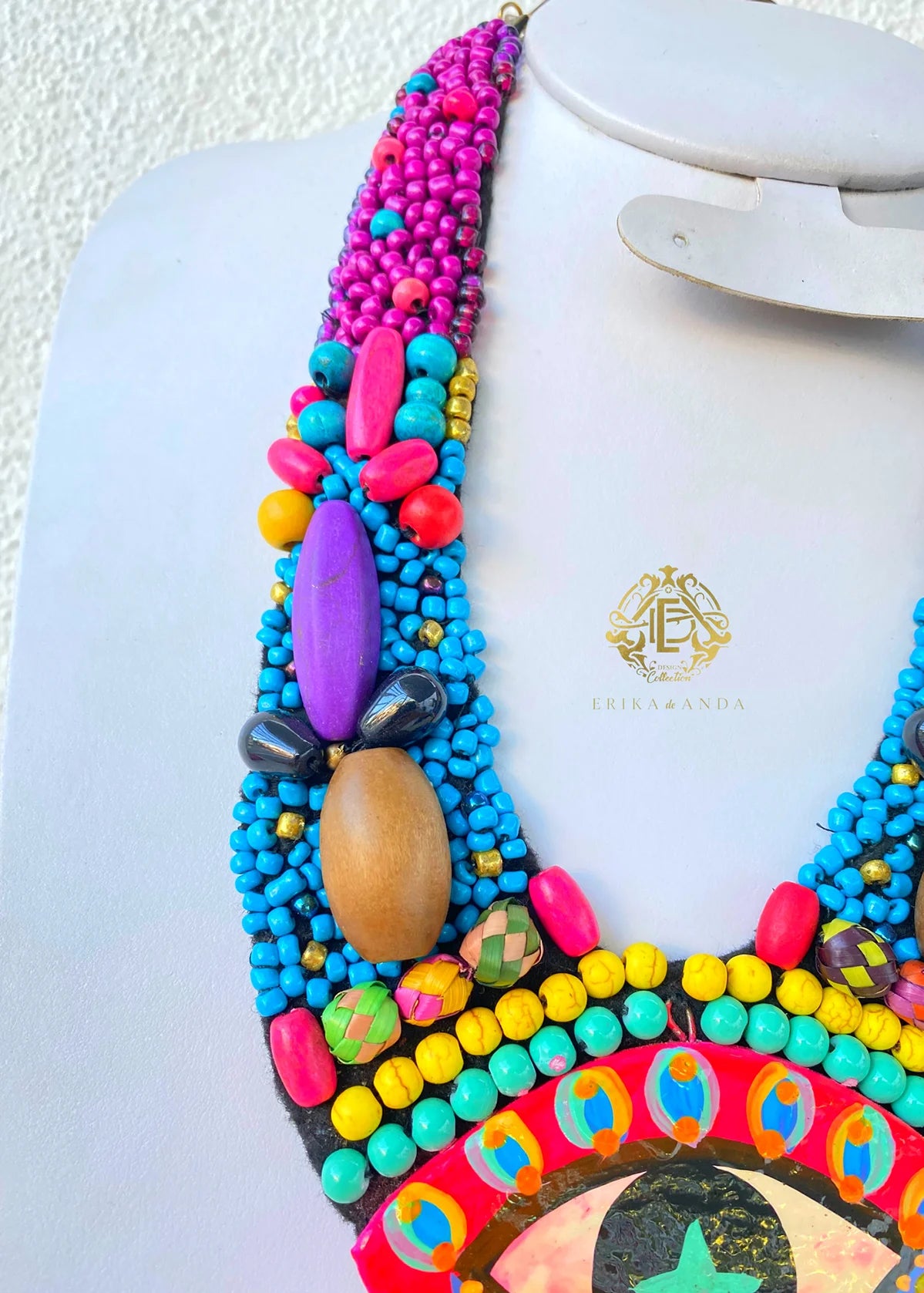 COLLAR DE OJO PORCELANA CON ARETES