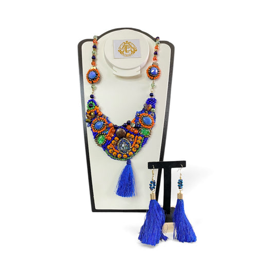 COLLAR MULTICOLOR DE CHAQUIRÓN CON ARETES