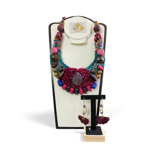 COLLAR DE SEMILLAS NATURALES CON ARETES